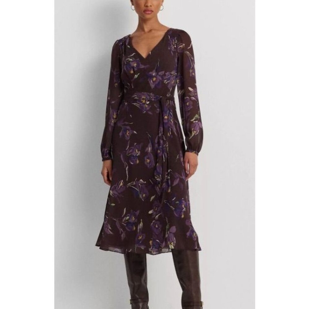 Lauren Ralph Lauren Purple Floral Midi Dress